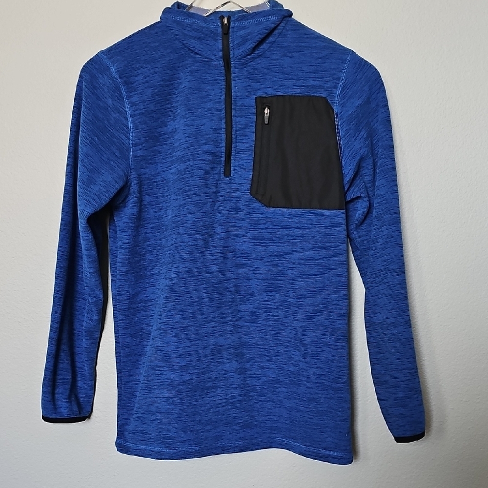 Champion Boy's Blue and Black Fleece Quarter Zip-Up Sweater Large 10/12